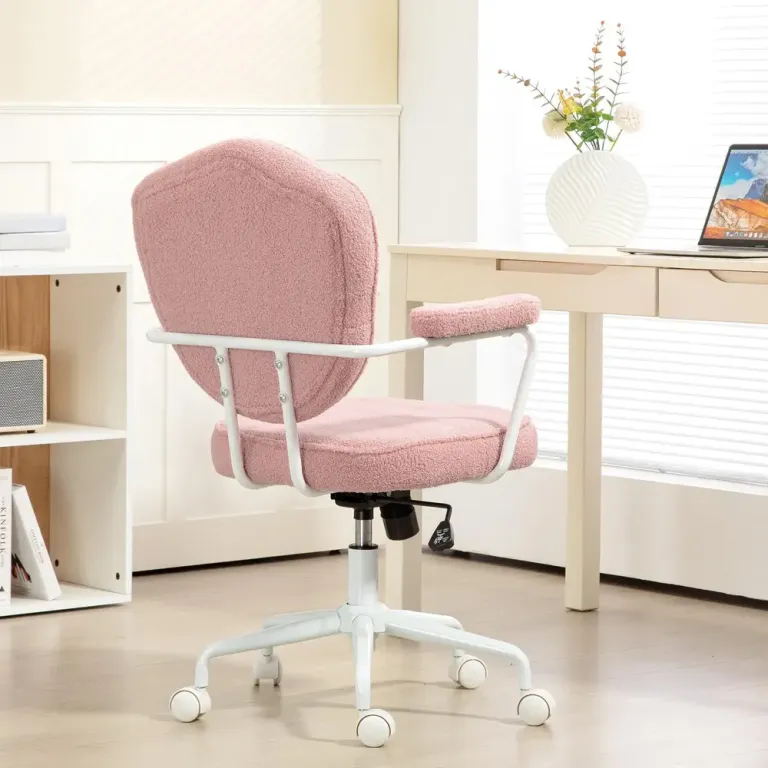 Kontorsstol Skrivbordsstol Rosa av Teddyfleece och Metall