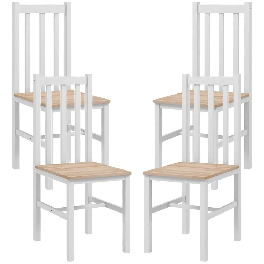 Set 4 Köksstolar Massivt Trä 38,5 x 47,5 x 99 cm, Natur