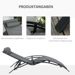 Justerbar Solsäng i Aluminium, Bekväm Solstol med Hjul, Väderbeständig Design för Trädgård och Pool, Grå, 171 x 64 x 82 cm