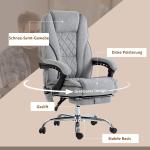 Ergonomisk Kontorsstol med Massagefunktion, Fotstöd, Vridbar och Rullbar, Grå