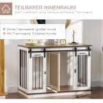 Hundbur Hundhus med Två Rum Vit av Metall och Trä för Medelstora Hundar Bur med Dubbla Dörrar 120 x 60 x 88,5 cm