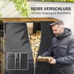 Vedställ Vedhylla Svart av Metall för Utomhusbruk Set om 2 Vattentät med 600D Oxford Överdrag UV-Skydd 176 x 163-175 cm