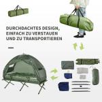 Tältsäng 4 i 1 Campingset med Tält och Sovsäck Hopfällbar med Luftmadrass för Camping Mörkgrön