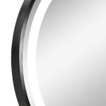Kleankin Badrumsspegel LED Spegel Svart av Glas och Aluminium för Badrum Rund Spegel med 3 Ljusfärger och Touchfunktion Ø 60 cm