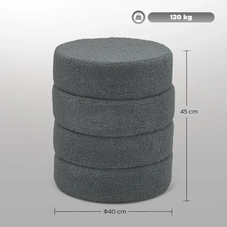 Rund Pall i Teddyfleece Upp till 120 kg Mörkgrå Ø40x45 cm