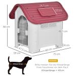 Hundkoja med Öppningsbart Tak, Isolerat Hundhus för Små Hundar, Väderbeständig Design med Veranda, Röd
