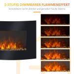 Elektrisk Väggspis med Platt Glaspanel Energisnål LED-Teknik Justerbar Ljusstyrka och Värme Svart 65 X 11,4 X 52 Cm 900/1800 W