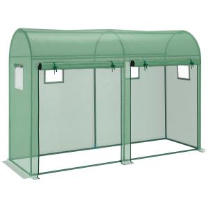 Rymligt Folieväxthus med 4 Fönster, Drivhus i Tunnelmodell för Trädgård, Stabil Konstruktion i Stål och PE-Plast, Grön, 300 x 100 x 200 cm