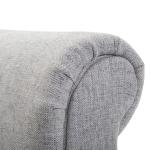 Elegant Sittbänk med Rullade Armstöd, Klädd Bänk i Linnetyg för Hall och Sovrum, Klassisk Design med Träben, Ljusgrå