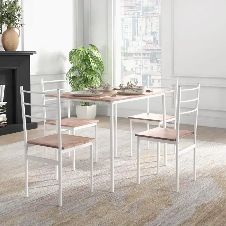 Matgrupp Matbordsset Brun av Stål och MDF 5 Delar