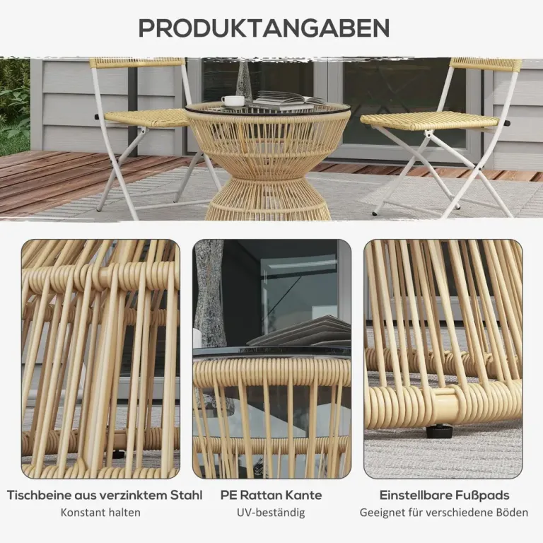 Sidobord Trädgårdsbord Natur av Trä och Glas Soffbord 60 cm