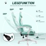 Gamingstol med Kattöron och Utdragbart Fotstöd samt Lutningsbart Ryggstöd för Spel Ergonomisk Havsblå Tyg 120 kg
