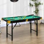 Biljardbord med Hopfällbara Ben och Höjdjustering inkl Triangel och 2 Köer för Spel Hållbar och Stabil Grön MDF och Metall för Hem och Hobby