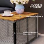 Solstol i Polyrattan för 2 Personer, Dubbelsäng med Fotpall och Förvaringskuddar, Grå, 125x114x72,5 cm