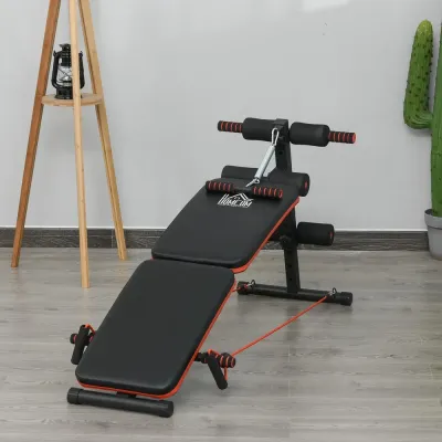 Hopfällbar Sit-Up Bänk och Magtränare, Svart och Röd