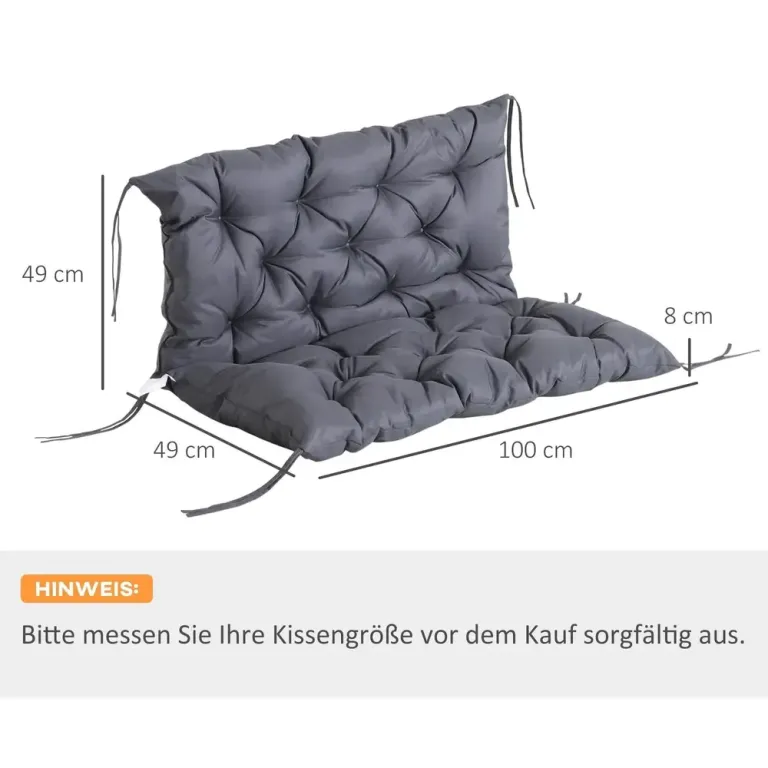 Sittdyna för Trädgårdsbänk och Hammock 100 X 98 cm, Mörkgrå