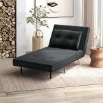 Sovstol Bäddfåtölj Svart av Sammet och Metall för Gäster Hopfällbar Stol med Sängfunktion och Kuddar 77 x 88 x 83 cm