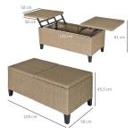 Loungegrupp i Konstrotting 3 Delar, Modulär Utemöbel med Soffbord och Sidobord, Väderbeständig Design för Uteplatsen, Grå/Brun