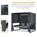 Hammock med Pergola-Tak, Väderbeständig Trädgårdsgunga med Dynor, Lyxig Hängsoffa för Avkoppling i Trädgården, Mörkgrå, 235 x 180 x 210 cm