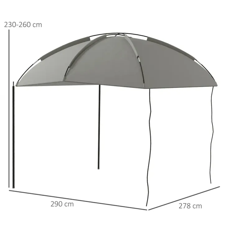 Biltält Markis Grå av Tyg och Metall 2,9 x 2,8 x 2,3-2,6 m