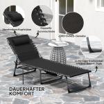 Solsäng Hopfällbar med Huvudkudde och Justerbart Ryggstöd i 5 Lägen för Trädgård Hållbar och Stabil Svart Metall 120 kg