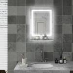 Badrumsspegel Väggspegel Silver av Glas för Badrum LED Belysning med Touch och Anti-Imma 70 x 50 cm