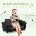Barnfåtölj med Fotpall Liten Soffa för Barnrummet Mjuk Stoppning Konstläder Ergonomisk Svart 83 X 42 X 41 Cm