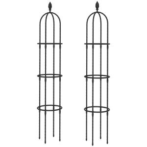 Spaljé Trädgård 2-Pack Svart Stål för Klätterväxter Robust Växtstöd Obeliskform för Rosor och Murgröna Väderbeständig 174 cm