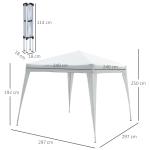 Hopfällbar Paviljong 2,4 X 2,4 M Partytält med UV-Skydd Inkl. Bärväska för Trädgård och Balkong Stålvit