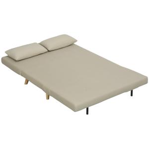Bäddsoffa Soffa med Sovfunktion Beige av Sammetslook ve Trä för Vardagsrum ve Sovrum Soffa med Ländkudde 130 x 78 cm