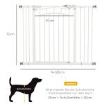 Trappgrind/Hundport med Automatisk Stängning och Enhandsmanövrering, Vit, 100 x 4 x 76 cm