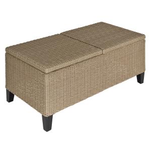 Loungegrupp i Konstrotting 3 Delar, Modulär Utemöbel med Soffbord och Sidobord, Väderbeständig Design för Uteplatsen, Grå/Brun