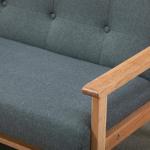 2-Sitsig Soffa i Linnetyg, Kompakt Tygsoffa med Träben, Bekväm Sittplats för Det Lilla Vardagsrummet, Grå, 115 x 66,5 x 73 cm