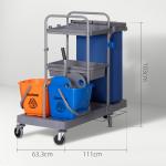 Städvagn med 3 Plan och Urvridare för Professionell Rengöring på Hotell Hållbar och Ergonomisk Grå Plast och Metall 2 x 18 L