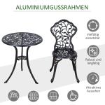 Bistroset i Metall 3 Delar, Kompakt Balkonggrupp med Bord och Två Stolar, Väderbeständig Utemöbel för Liten Yta, Svart