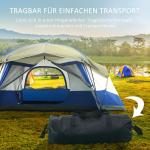 Stort Familjetält för 6-8 Personer, Rymligt Campingtält med Förtält och Fönster, Vattentät Design för Utomhusäventyr, Blå, 518 x 487 x 237 cm