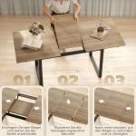Matbord Utdragbart Naturfärgad och Svart Trä för Matsal Stort Köksbord för 6–8 Personer med Stålben Robust och Modern Design 180 cm