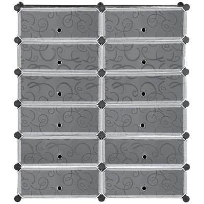 Skoskåp Modulhylla 12 Fack 49 x 37 x 108 cm, Svart