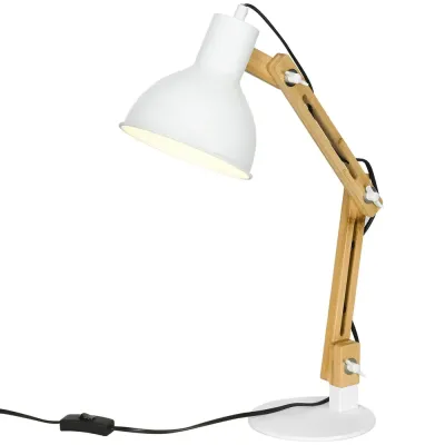 Skrivbordslampa Bordslampa Vit Natur av Bambu och Metall