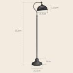 Golvlampa Båglampa Svart av Metall och Tyg för Vardagsrum Retrodesign med Justerbar Skärm E27 152 cm