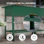 Upphöjd Bädd Örtbädd Grön av Metall för Trädgård och Balkong Växtbädd med Hjul och Hylla Planteringslåda 109 x 44 x 80 cm
