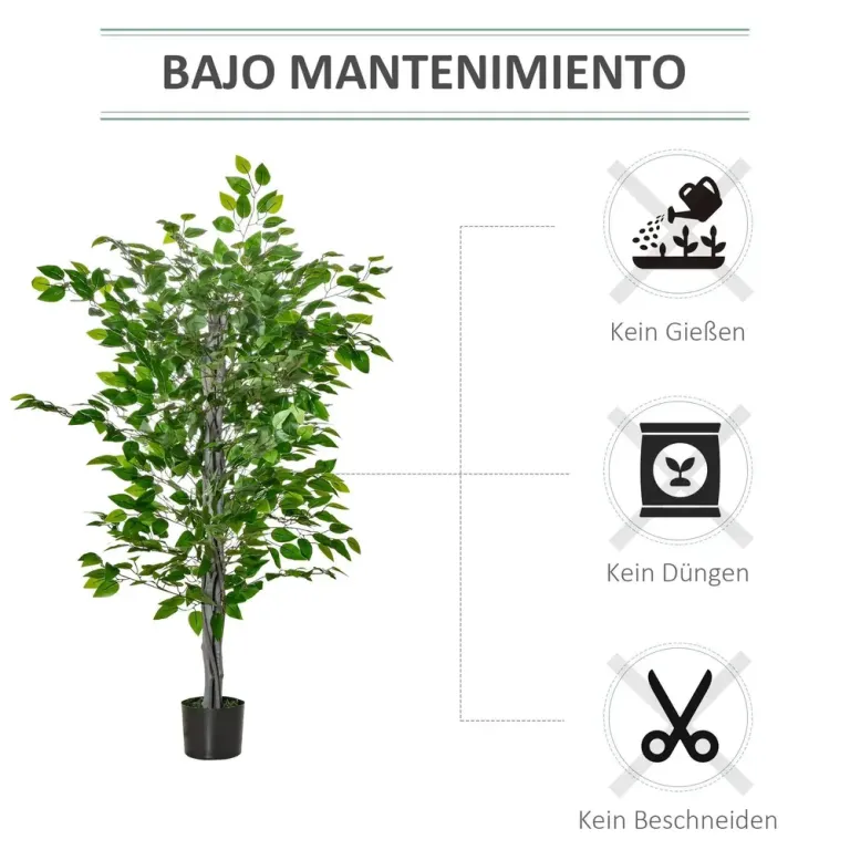 Konstgjord Växt Ficus Konstträd i Kruka Grön 135 cm