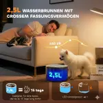 Automatisk Husdjursmatare med 2,5 L Vattendispenser för Hundar och Katter, Vit