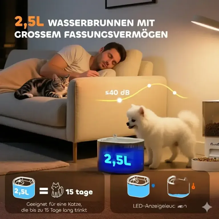 Automatisk Husdjursmatare 2,5 l Vattendispenser