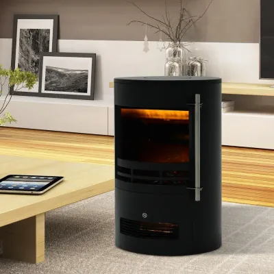 Elektrisk Kamin med LED-Flamma 2000 w, Svart