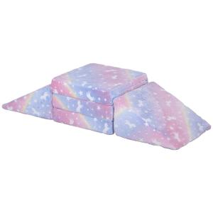 Leksoffa Barnsoffa Rosa av Skum och Sammetslook för Barnrum 5 Delar Modulär Soffa med Liggfunktion för 2-3 Barn