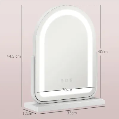 Sminkspegel Bordsspegel med LED-Belysning Vit 33 x 44,5 cm