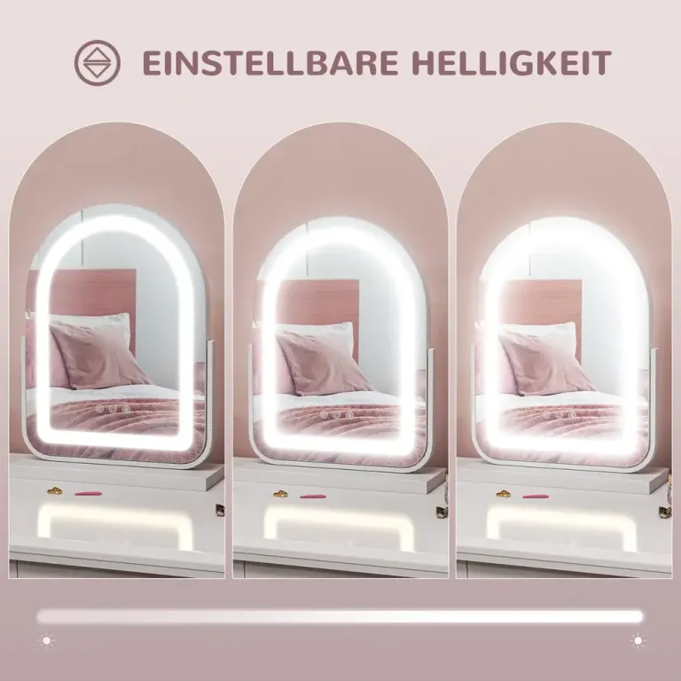Sminkspegel Bordsspegel med LED-Belysning Vit 33 x 44,5 cm