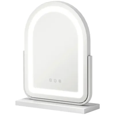 Sminkspegel Bordsspegel med LED-Belysning Vit 33 x 44,5 cm