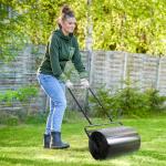 Gräsmattrulle med U-Handtag 32 Cm Diameter 38 L Vatten eller 62 Kg Sand Metall Svart 57 X 32,5 X 107 Cm